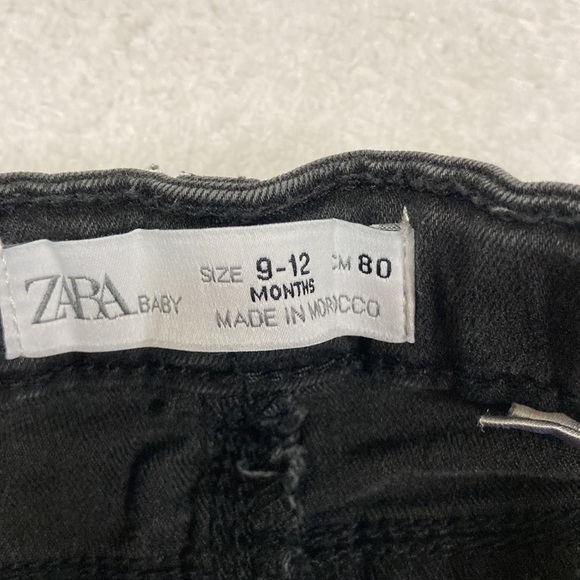 Zara Disney black denim jeans Minnie Mouse hands and bow skinny size 9/12m - Picture 6 of 9